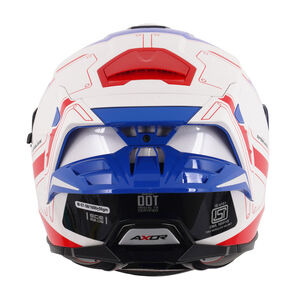 AXOR Brutale Full Face Helmet With Dual Spoiler Ryden White Red Blue click to zoom image