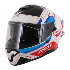 AXOR Brutale Full Face Helmet With Dual Spoiler Ryden White Red Blue 2026
