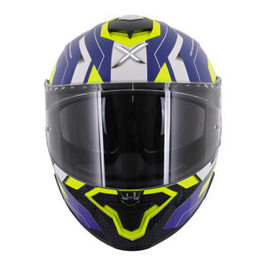 AXOR Brutale Full Face Helmet With Dual Spoiler Plexus Blue Fluo Yellow click to zoom image