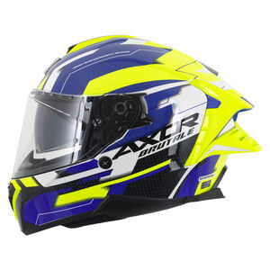 AXOR Brutale Full Face Helmet With Dual Spoiler Plexus Blue Fluo Yellow click to zoom image