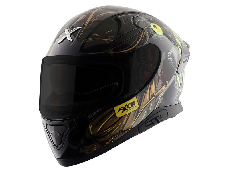 AXOR Apex Full Face Helmet Sea Devil Black Gold Gloss click to zoom image