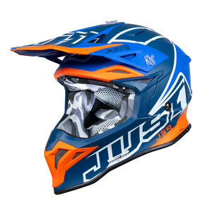 Just1 J39 Motocross Helmet Thruster White Fluo Orange Blue 2024