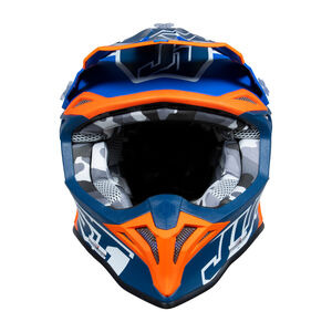 Just1 J39 Motocross Helmet Thruster White Fluo Orange Blue click to zoom image