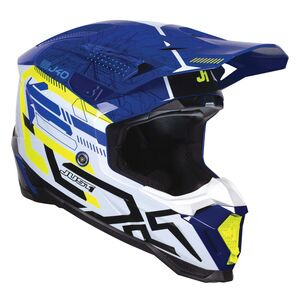 JUST1 J40 Motocross Helmet Mission Fluo Yellow Blue Gloss click to zoom image