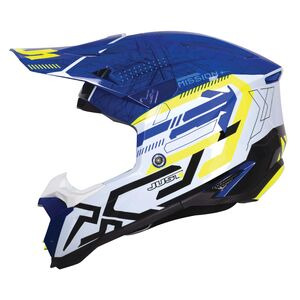 JUST1 J40 Motocross Helmet Mission Fluo Yellow Blue Gloss click to zoom image