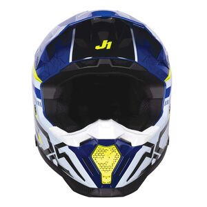 JUST1 J40 Motocross Helmet Mission Fluo Yellow Blue Gloss click to zoom image