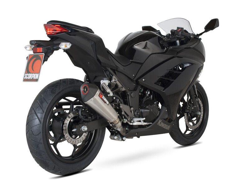 SCORPION EXHAUST Kawasaki Ninja 300 (2012-17) / Z300 (2015-17) Serket Taper Slip-on click to zoom image