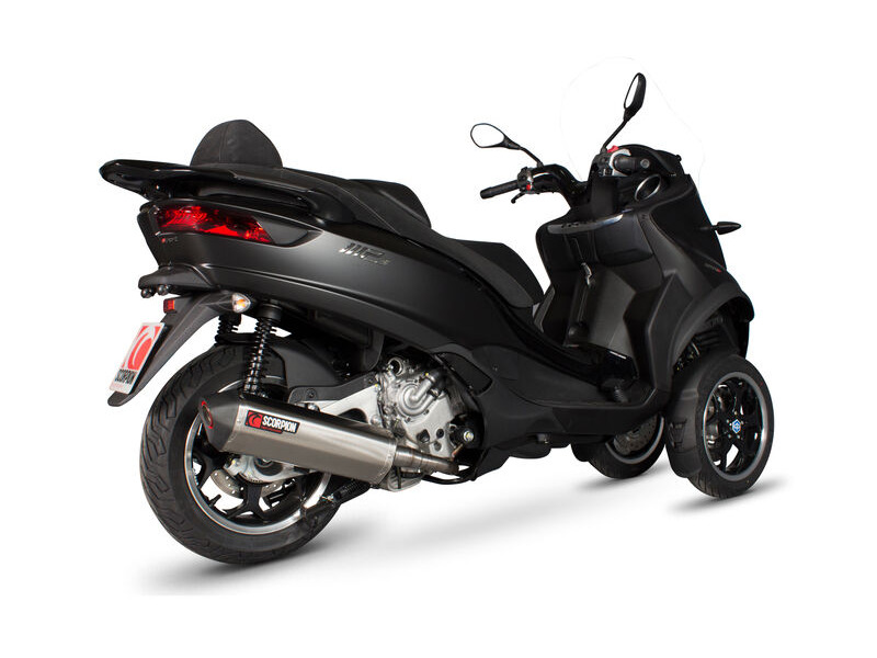 SCORPION EXHAUST Piaggio MP3 400 / MP3 400 LT (2008-13), MP3 500 / MP3 500 LT (2008-16) Serket Parallel Slip-on click to zoom image