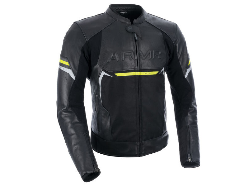ARMR Raiden 3.0 MS Leather Jacket Black/Fluo Yellow click to zoom image
