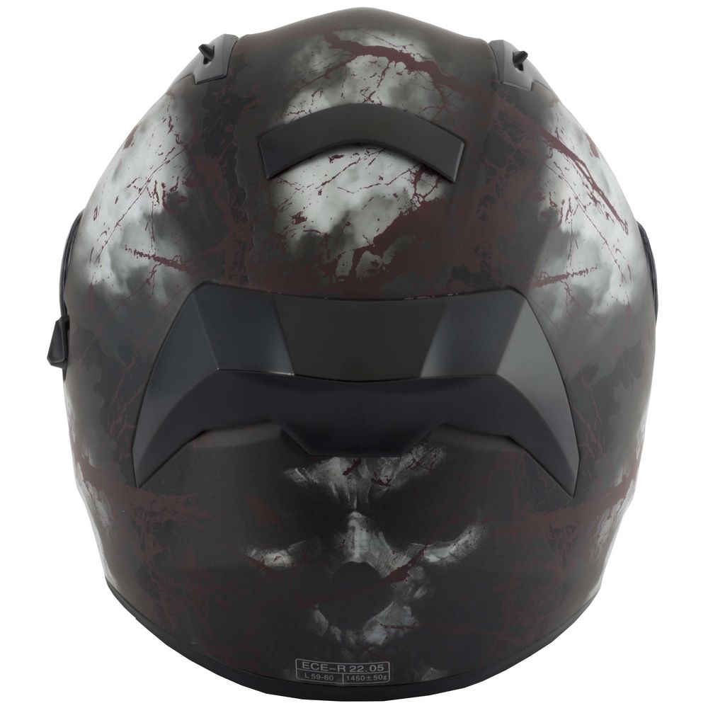 Vcan V128 Full Face Motorcycle Scooter Helmet Skull Flame Rage Neon Black ACU 