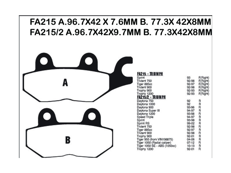 EBC BRAKES Brake Pads FA215/2 click to zoom image