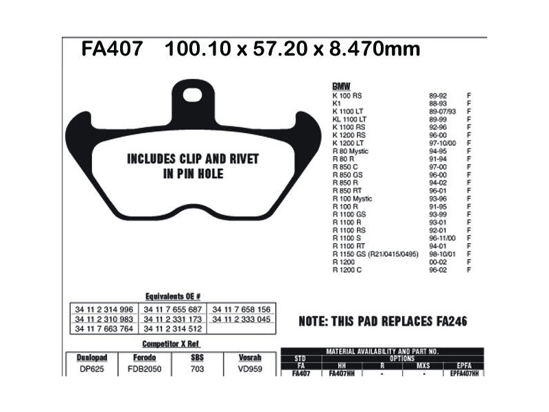 EBC BRAKES Brake Pads FA407HH click to zoom image