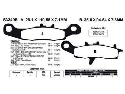 EBC BRAKES Brake Pads FA349R-SPECIAL ORDER