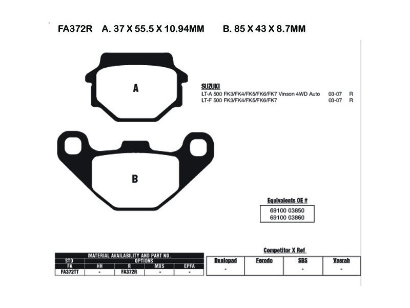 EBC BRAKES Brake Pads FA372R click to zoom image