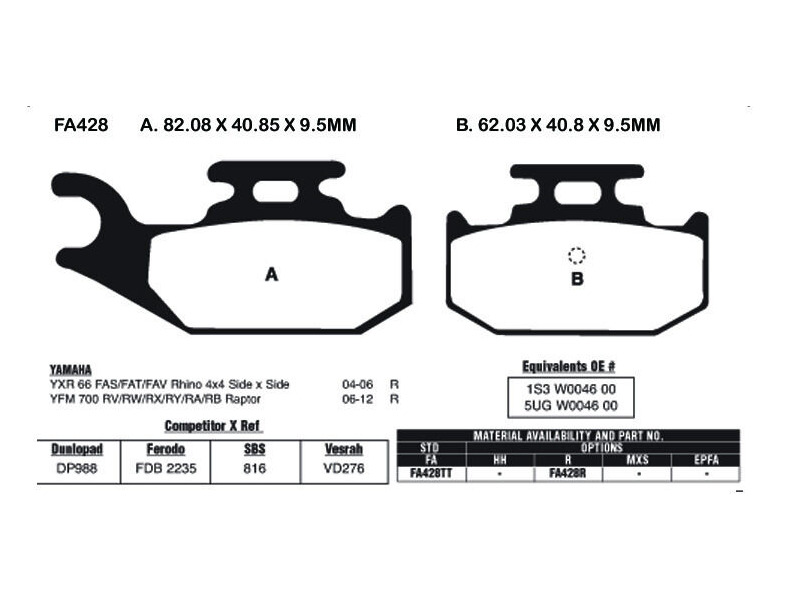 EBC BRAKES Brake Pads FA428R click to zoom image