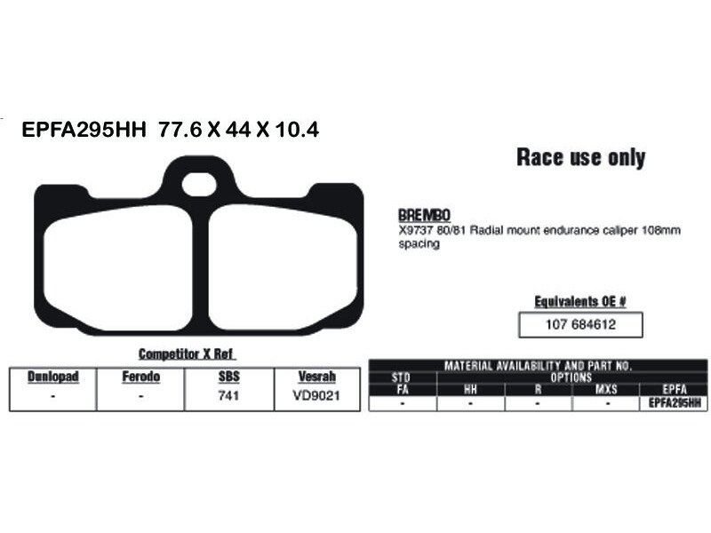 EBC BRAKES Brake Pads EPFA295HH click to zoom image