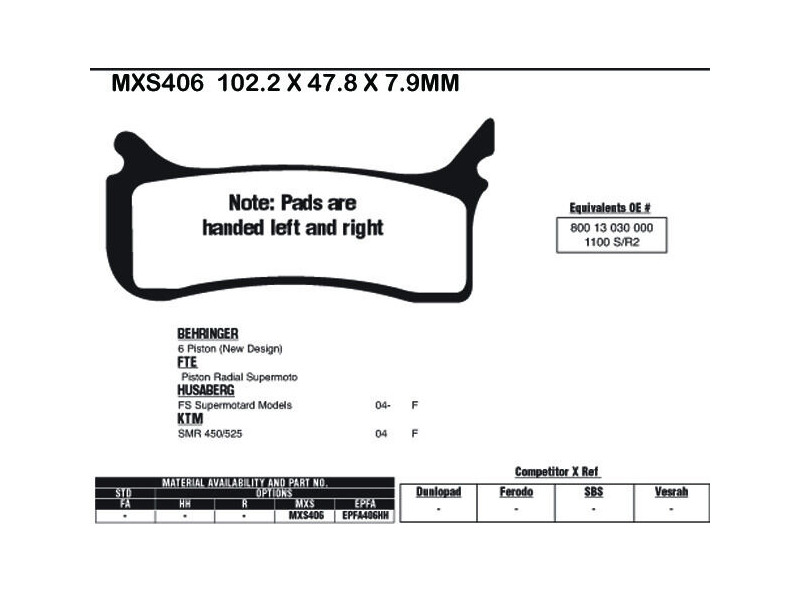 EBC BRAKES Brake Pads EPFA406HH click to zoom image