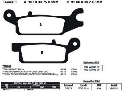 EBC BRAKES Brake Pads FA443R-SPECIAL ORDER