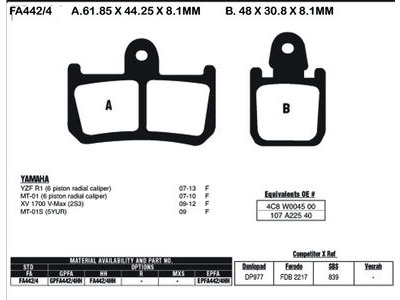 EBC BRAKES Brake Pads FA442/4HH (4 Pcs Per Set)