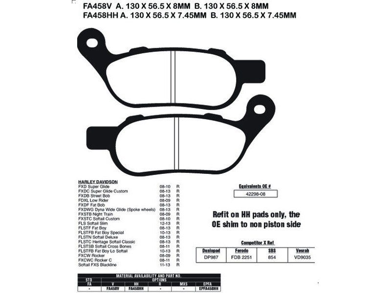 EBC BRAKES Brake Pads EPFA458HH click to zoom image