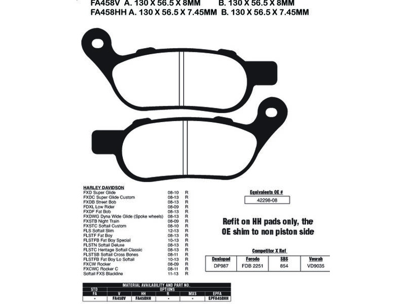 EBC BRAKES Brake Pads FA458HH click to zoom image