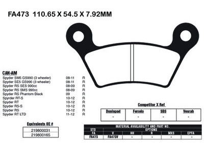 EBC BRAKES Brake Pads FA473-SPECIAL ORDER