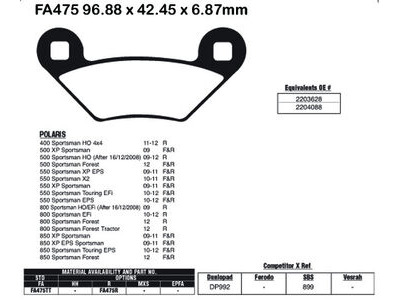 EBC BRAKES Brake Pads FA475TT-SPECIAL ORDER