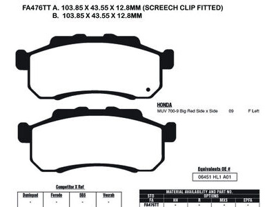 EBC BRAKES Brake Pads FA476TT-SPECIAL ORDER