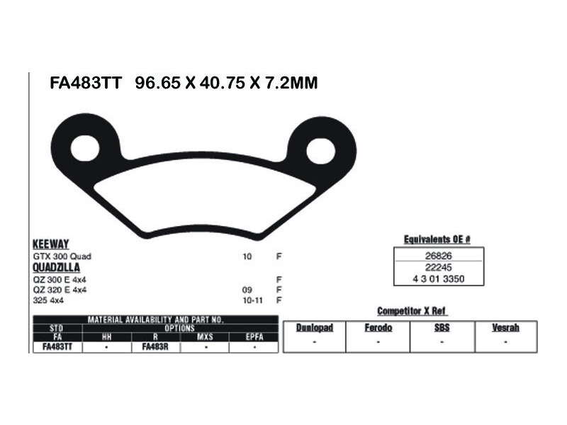 EBC BRAKES Brake Pads FA483TT-SPECIAL ORDER click to zoom image