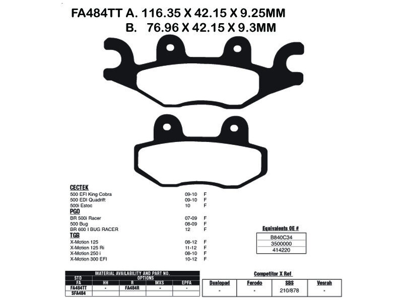 EBC BRAKES Brake Pads FA484R-SPECIAL ORDER click to zoom image