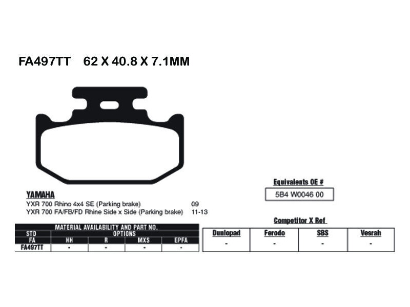 EBC BRAKES Brake Pads FA497TT click to zoom image