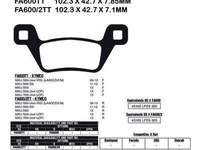 EBC BRAKES Brake Pads FA600/2TT