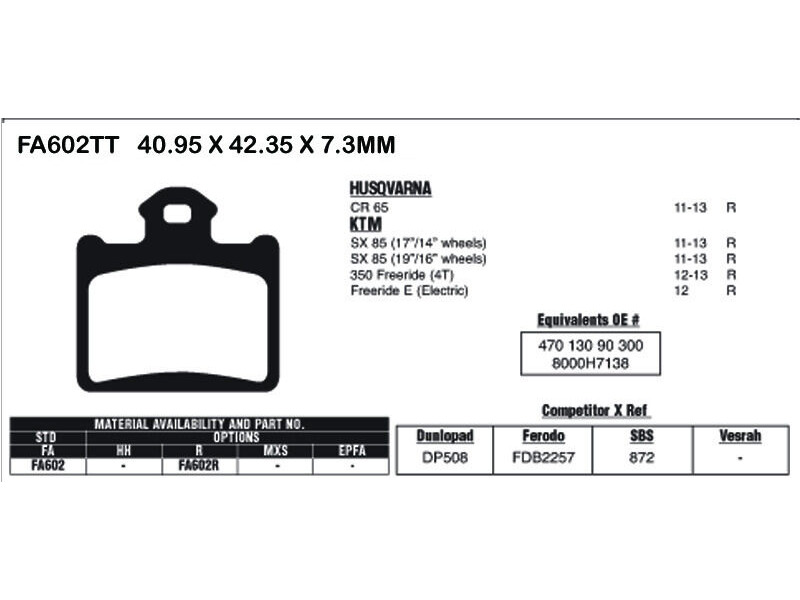 EBC BRAKES Brake Pads FA602TT click to zoom image