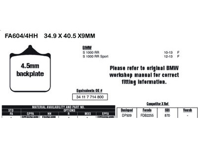 EBC BRAKES Brake Pads FA604/4HH