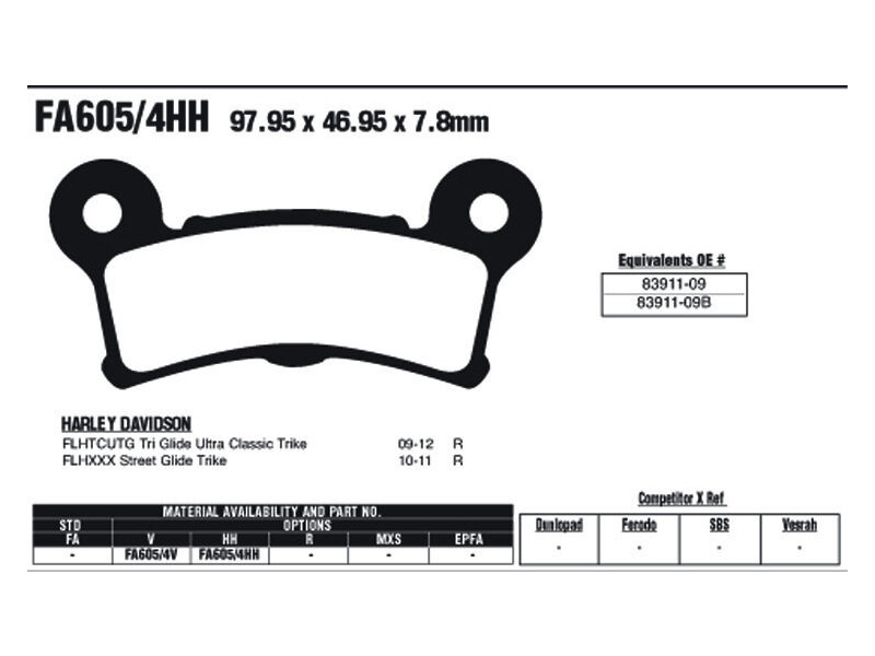 EBC BRAKES Brake Pads FA605/4HH click to zoom image