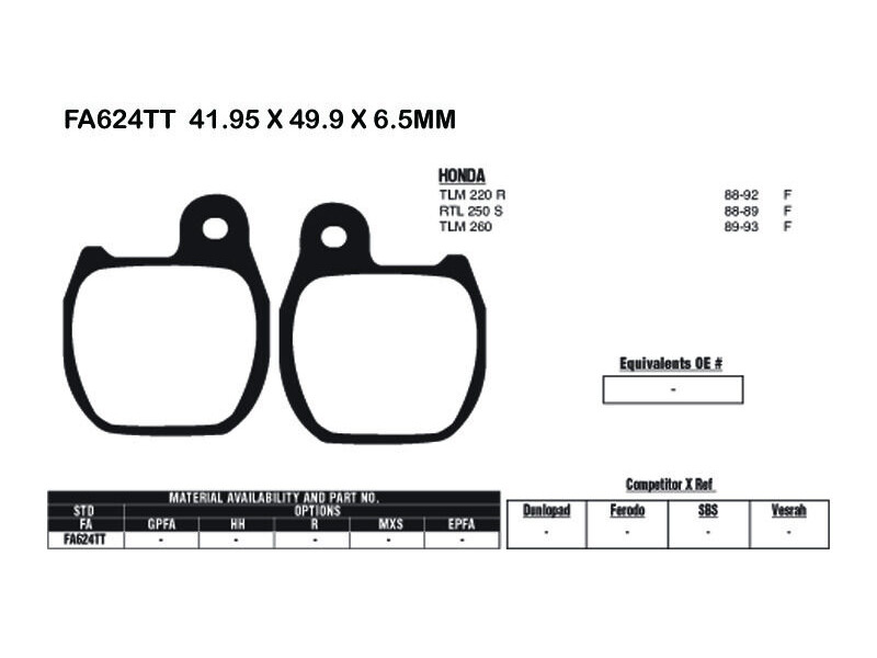 EBC BRAKES Brake Pads FA624TT click to zoom image