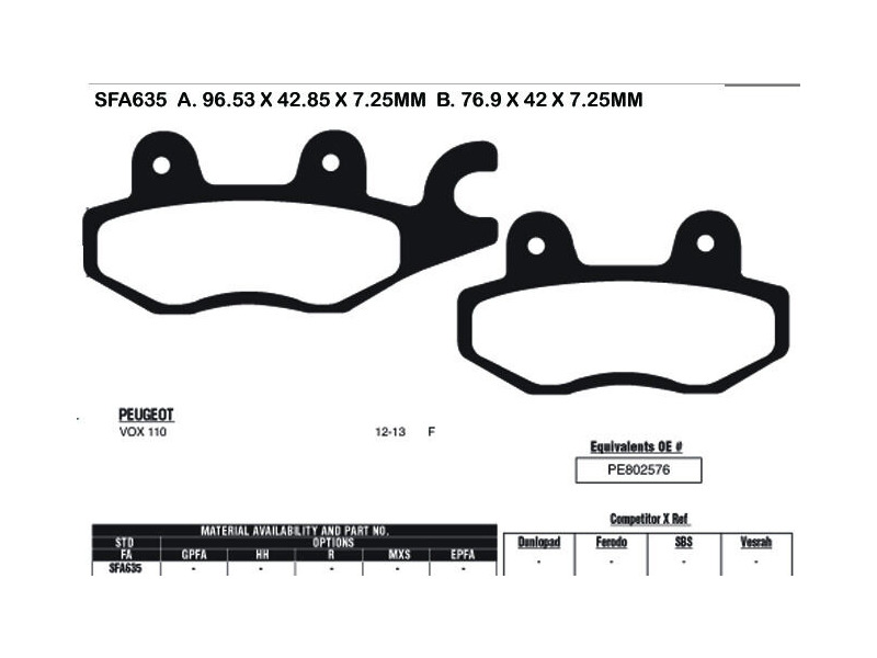 EBC BRAKES Brake Pads SFA635 click to zoom image