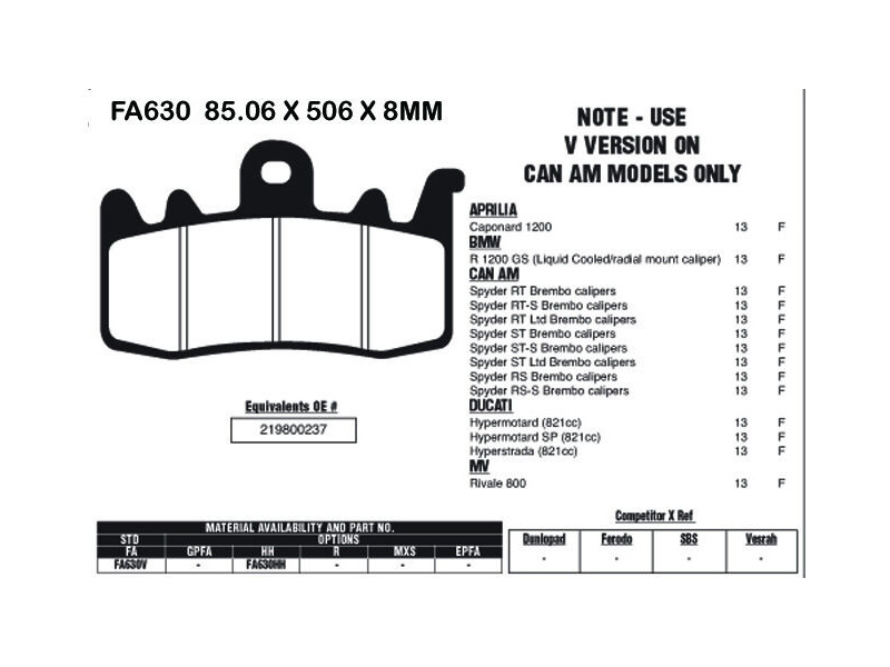 EBC BRAKES Brake Pads FA630HH click to zoom image