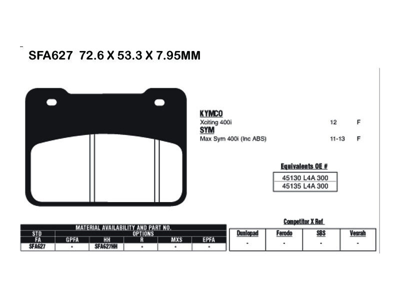 EBC BRAKES Brake Pads SFA627HH click to zoom image