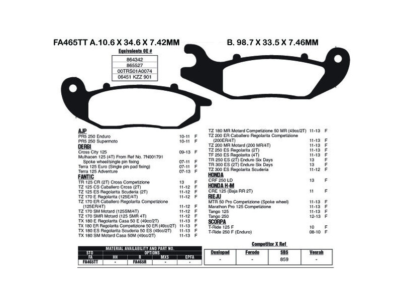 EBC BRAKES Brake Pads FA456TT-SPECIAL ORDER click to zoom image