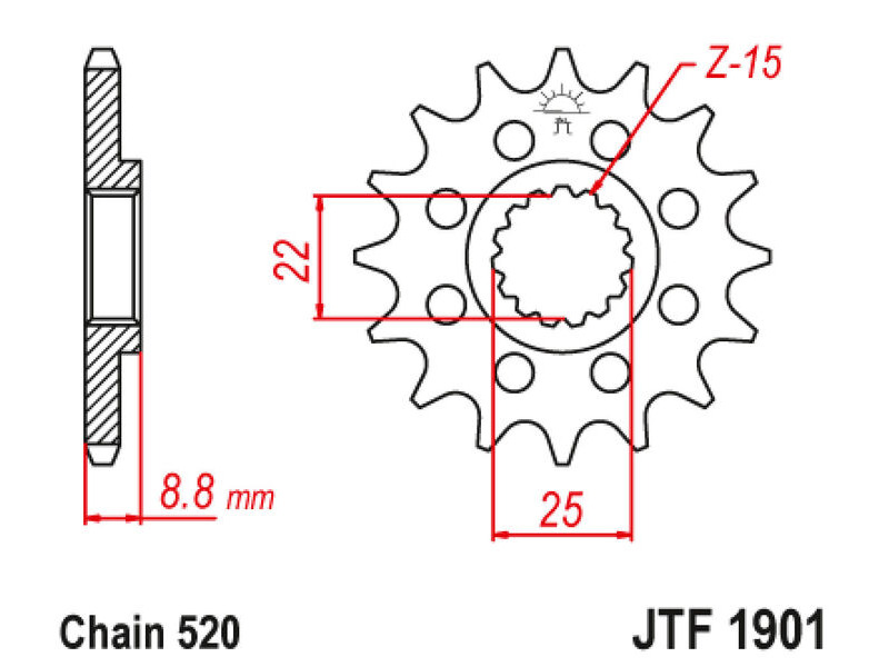 JT SPROCKETS Gear Box Sprockets G/B 1901-14 click to zoom image