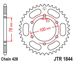 JT SPROCKETS Rear Sprockets R/W 1844-43 click to zoom image