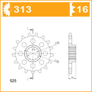 JT SPROCKETS Sprocket Front 313-16 JTF313 