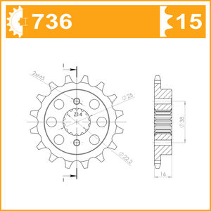 JT SPROCKETS Sprocket Front 4019-15 SPECIAL PITCH 