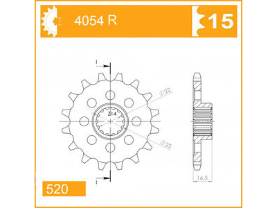 JT SPROCKETS Sprocket Front 4054-16 Special pitch