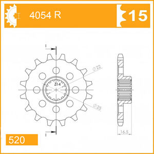 JT SPROCKETS Sprocket Front 4054-16 Special pitch 