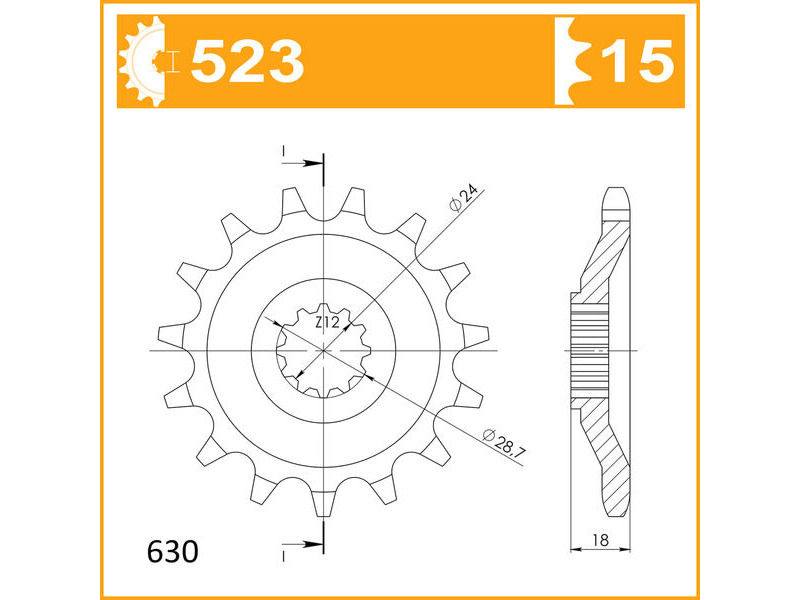 JT SPROCKETS Sprocket Front JTF 523-15 click to zoom image