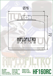 HIFLOFILTRO HF160RC Oil Filter click to zoom image