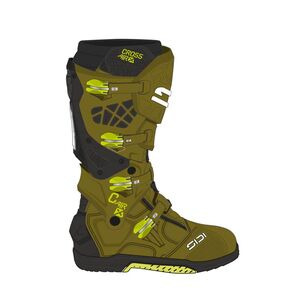 SIDI Crossair X CE Boots Olive Green/Fluo Yellow 