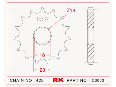 RK CHAINS Sprocket Front RK-C3303-13 428 pitch